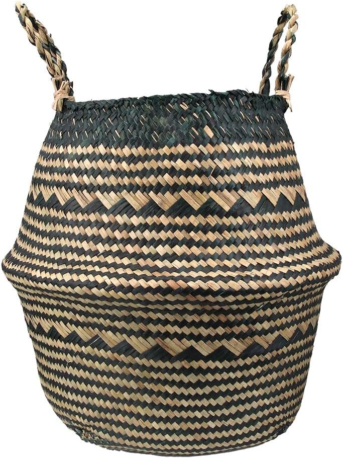Belly Basket, Seagrass Planter for Fig Home Organization with Handles by Qliwa (Small, Retro Tilde)