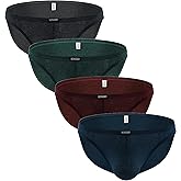 iKingsky Men's Big Pouch Briefs Sexy Bulge Underwear High Stretch Mens Bikini Under Panties (Small, 4 Pack)