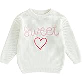 Baby Girl Cute Long Sleeve Crew Neck Love Embroidery Sweater Toddler Valentine Outfits