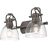 Golden Lighting- Duncan 2-Light Bath Vanity in Rubbed Bronze with Clear Glass- Bathroom Light Fixtures, Bathroom Vanity Light