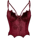 SHENHE Women's PU Leather Cut Out Sexy Bustier Asymmetrical Corset Goth Crop Club Top