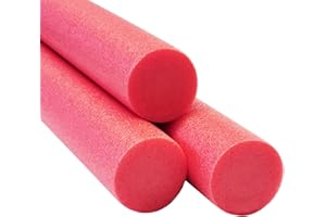 CHOCHKEES Red Pool Noodles (3-Pack) 52" x 2.5" Inch Swimming Solid Core Foam Tube, Floating Thick Noodles for Floating, Pool Accessories