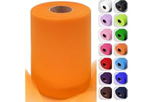 LUCEINVITA Orange Tulle Fabric Roll 6 Inch by 100 Yards (300 feet) Sheer Netting Spool for Halloween Decoration Tutu Skirt Gift Wrapping Wedding Baby Shower Party DIY Crafts