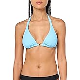 BECCA Women's Standard Triangle Bikini Top, Adjustable, Tie Back, Swimwear Separates, Modern Edge (Ice Blue), Small
