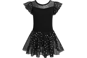 Zaclotre Girls Ballet Leotards Ruffle Sleeve Sparkle Dance Leotard Toddler Ballerina Dress Outfits