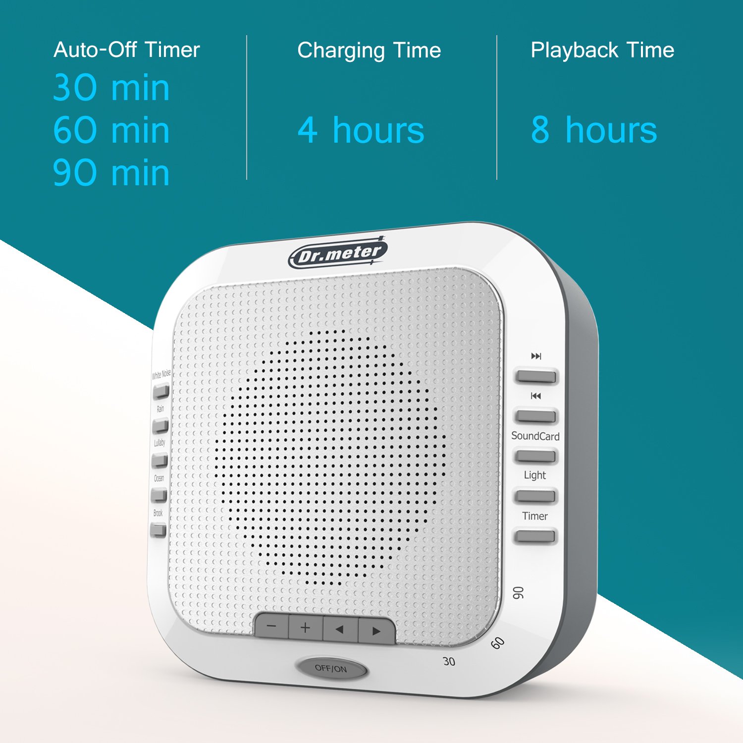 Sound Sleep Machine, Dr.meter White Noise Machine with 5 Nature Sounds Support TF Card, Sound Spa Relaxation Machine with Auto-off Timer & Night Light for Baby, Light Sleepers and Meditators