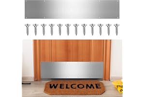 Dunzy 8 x 36 Inches Metal Kick Plate for Bottom of Door Aluminum Kick Plates with Screws for Wood Metal Door Interior/Exterior Anti Scratch Protection(Silver,1 Piece)