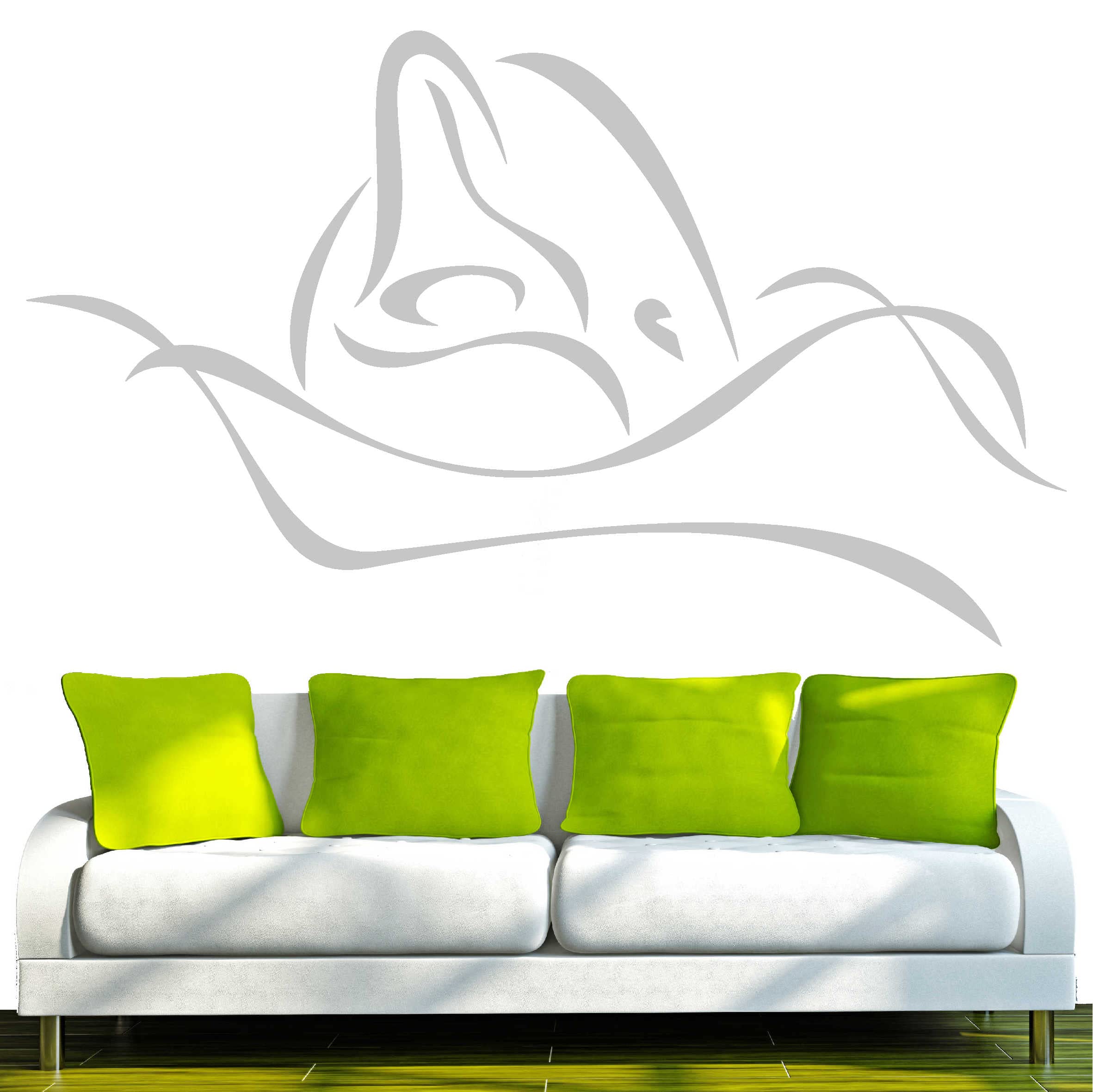 INDIGOS 4051095772071 – D243 Beautiful Tribal Dolphin Wall Sticker Home Graphic Decal Gift Decor Kids Room Novelty Wall art vinyl sticker – Silver, 96 x 56 x 1 cm — image 1