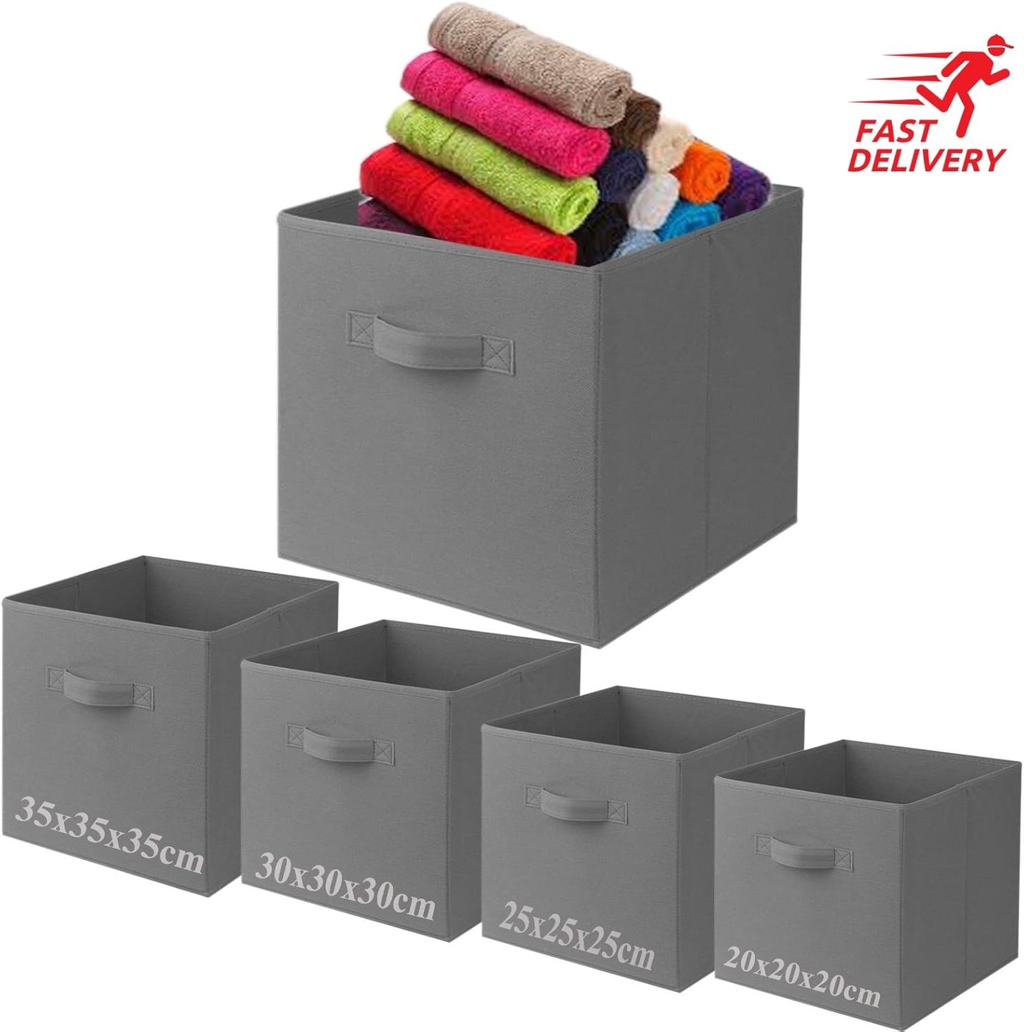 Fabric Foldable Square Canvas Storage Box Collapsible Folding Box Cubes