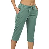 icyzone Capri Sweatpants for Women - French Terry Workout Cropped Joggers Athletic Lounge Pants with Pockets