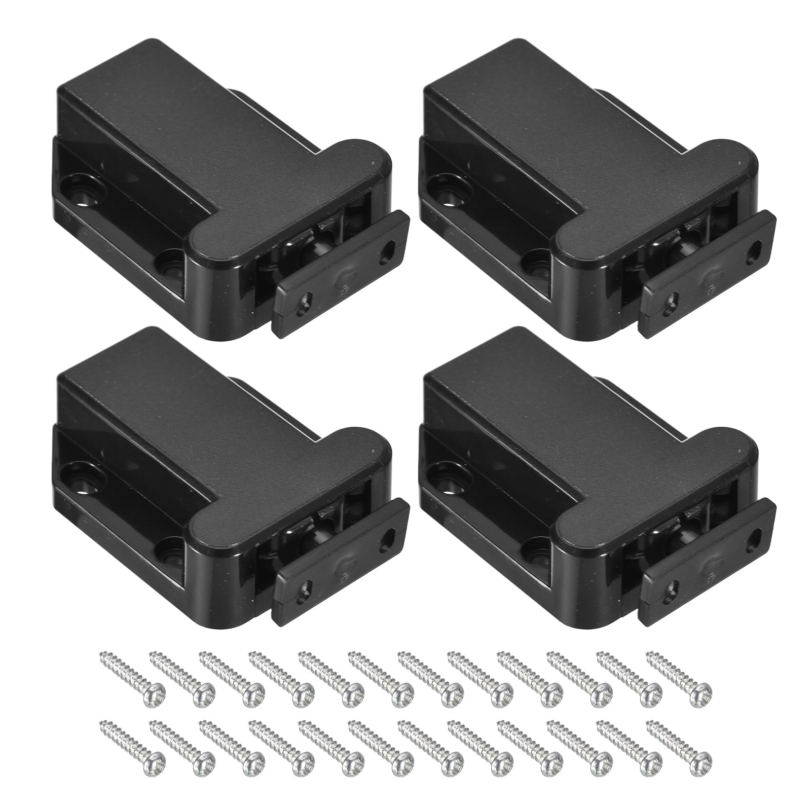 uxcell 4 Set Push to Open Door Catch ABS Automatic Spring Loaded Push-in Touch Catches for Cabinet Cupboard Door (Black)