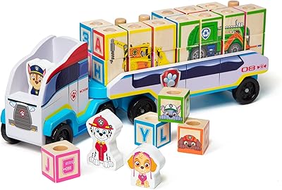 Melissa & Doug PAW Patrol ABC , Riesen-Lkw aus Holz mit Anhänger , Holzklötze , Holzspielzeug , Lernspielzeug , Figuren und Puzzle-Kunst , 3 - 8 Jahre , Geschenk für Jungs oder Mädchen