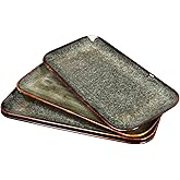 jinsongdafa Ceramic Serving Dinner Plate Set, 4-Piece for Main Meals, Tacos, Lunches, Snack, Platters - Microwave and Dishwasher Safe, Scratch Resistant, Kitchen Serving Dinnerware, Black 12.4 Inch