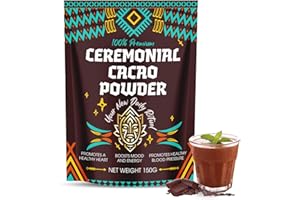 QIYVIPO Maia Ceremonial Cacao, with Flavanol, Unsweetened Cacao Theobromine, Improves Mental Clarity and Focus, Support Heart Health, Improve Circulation, Energy-150G(1)