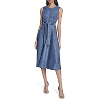 Calvin Klein Women's Sleeveless A-line Belted Midi Dress, Meadow, 12 at  Amazon Women's Clothing store