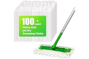 YHOVID Heavy Duty Dry Sweeping Cloths Compatible with Sweeper Mop, Microfiber Duster Mop Pads Refills for Cleaning Hardwood Floor Dust and Pet Hair, Disposable (100)