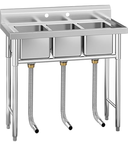 Fregadero De Acero Inoxidable, Fregadero De Cocina Comercial Con Grifo De Agua Fría Y Caliente