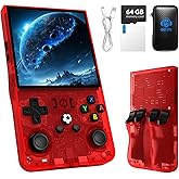 R36 Max Retro Gaming Console, Retro Handheld Console 4.0'' Screen Linux System, 64G TF Card, 4000mAh Rechargeable Portable Pocket Arcade, Red