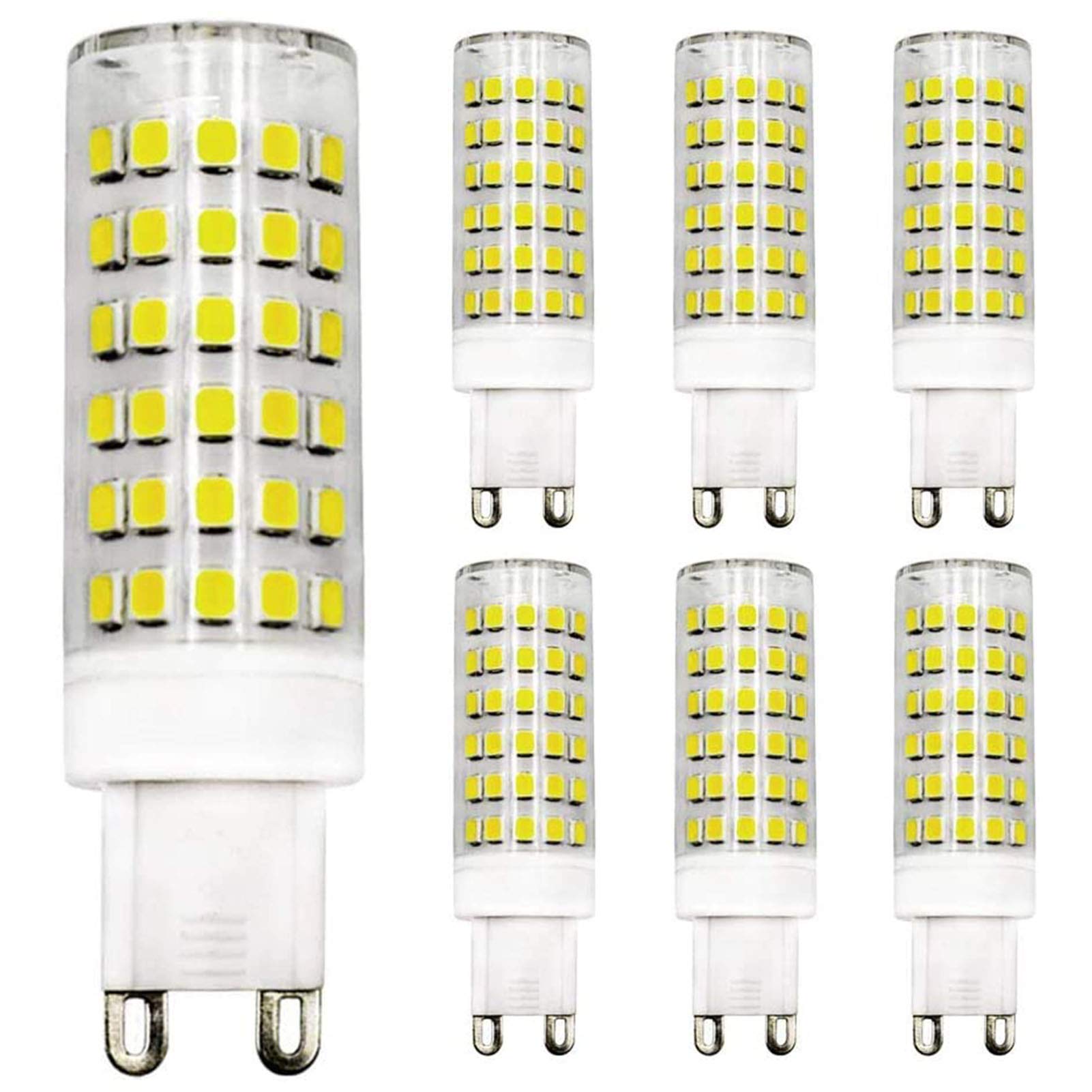 ZHENMING G9 Dimmable LED Bulb 9W Equivalent 60W- 80W Halogen Bulb Cool White 6500K, 220V-240V, 6-Pack