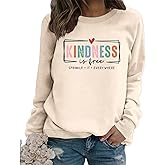 GINESBE Kindness is Free Sweatshirt Women Be Kind Crewneck Teacher Sweat Shirts Vintage Graphic Mental Health Pullovers Top