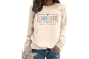 GINESBE Kindness is Free Sweatshirt Women Be Kind Crewneck Teacher Sweat Shirts Vintage Graphic Mental Health Pullovers Top