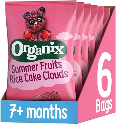 Organix Summer Fruits Rice Cake Clouds 40 g Pack of 6 7+ Months Baby Snacks