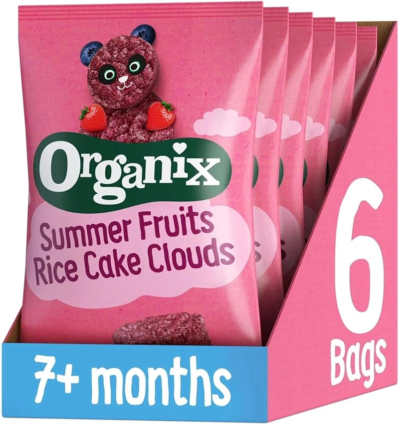 Organix Summer Fruits Rice Cake Clouds 40 g Pack of 6 7+ Months Baby Snacks