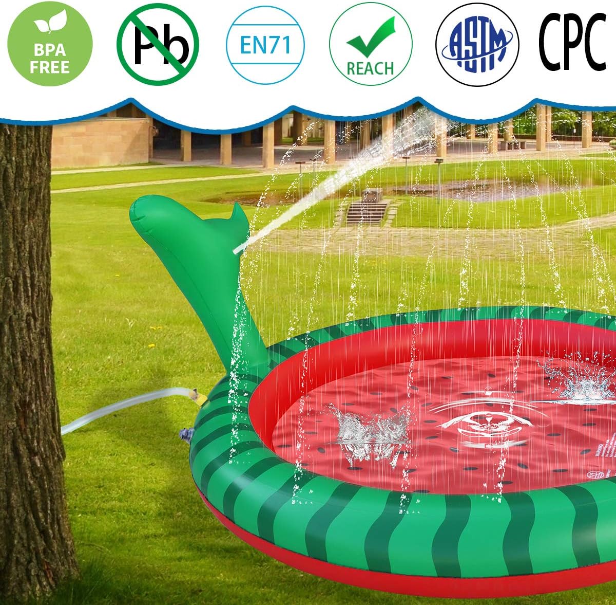 Apfity Splash Pad for Kids Dogs, 68" Sprinkle Play Mat Summer Water Toys Inflatable Swimming Pool for Toddlers Baby Kiddie and Pets Dog Outside Sprinkler Pool for Age 2 3 4 5 6 7 8 9 10: Kitchen & Dining