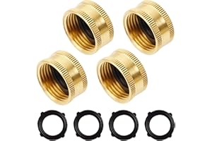 Hourleey Brass Garden Hose End Caps, 4 Pack 3/4" Female End Cap, Garden Hose End Caps with 4 Washers