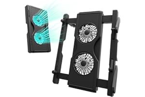 OImaster Laptop Cooling Pad 10"- 17" Adjustable Angle Laptop Cooler Fan USB + Type-C Ports Shrink Portable Quiet Strong Wind Desk Fan (Black)