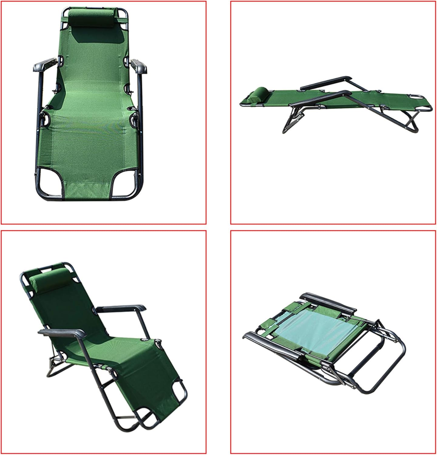 labworkauto Portable Lounge Chairs Folding Reclining Chairs Sun Patio Chaise Chair Pool Lawn (ArmyGreen) : Garden & Outdoor