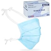 MASC Mid-America Safety Corp Made-in-USA, Blue 3-Ply Tie On Face Mask - ASTM Level 3, Procedure Face Mask 211984 - 30 Pack (Model No: NFR03U-01B)