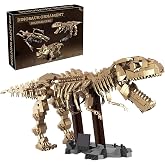 Myth Qholve Tyrannosaurus Rex Fossil Skeleton Building Blocks Dinosaur Construction Model Kit with Articulated Joints &amp; Display Stand for Learning &amp; Display STEM for Dino Lovers Kids &amp; Adults