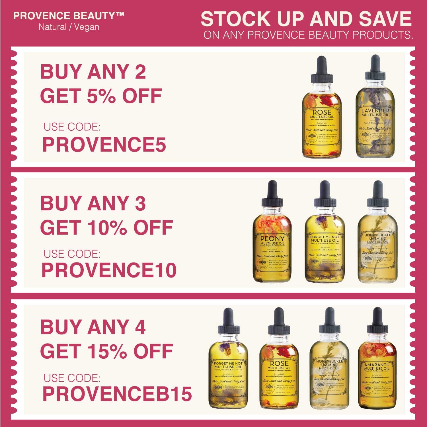 Rose Multi-Use Oil for Face, Body and Hair - Organic Blend of Apricot, Vitamin E and Sweet Almond Oil Moisturizer for Dry Skin, Scalp and Nails - Rose Petals, and Bergamot Essential Oil - 4 Fl Oz : Beauty