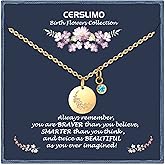 CERSLIMO Birthday Gifts for Her Birth Flower Necklaces, 18K Gold Plated Dainty Birth Month Floral Birthstone Disc Coin Pendant Necklaces | Women Wildflower Jewelry Gifts for Valentines Anniversary