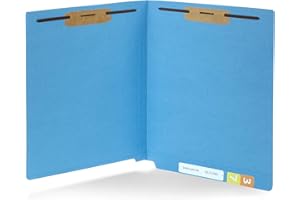 BLUE SUMMIT SUPPLIES 50 Blue End Tab Fastener File Folders - Reinforced Straight Cut Tab - Durable 2 Prongs Designed to Organize Standard Medical Files, Receipts, Office Reports - Letter Size, Blue, 50 Pack