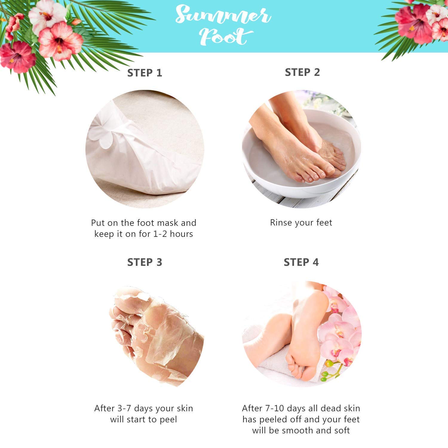 Summer Foot Premium Foot Mask for Baby Soft Feet | Exfoliating Foot Peel & Callus Remover for Feet - Repair rough heels with 1 pair with one-time treatment: Beauty