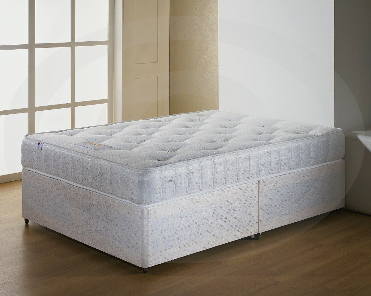 Somnior Beds Classic divan bed mattress and free black leather headboard included in price (King)