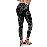 Sparkly Leggings for Women, High Waisted Starry Sky Print Sparkle Pants, Casual Stretch Skinny Legging for Party Holiday