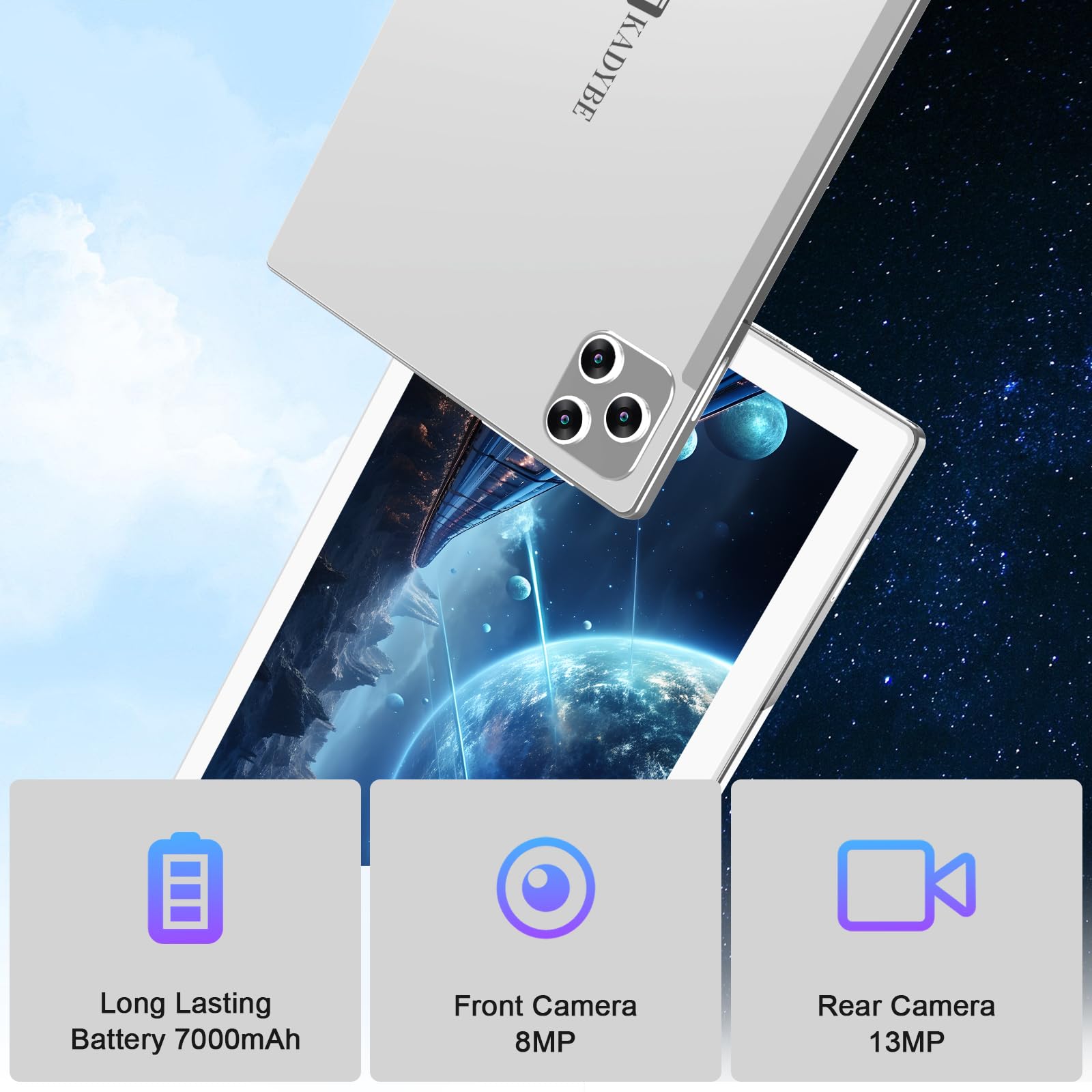 2025 Latest Tablet Android 13 Tablets 10 Inch, Tablets 128GB ROM+16GB RAM (8+8 Virtual), 2 In 1 Tablet with keyboard, Powerful Octa-Core+13MP Camera, 1TB TF Expandable, FHD IPS Display WiFi Tableta PC