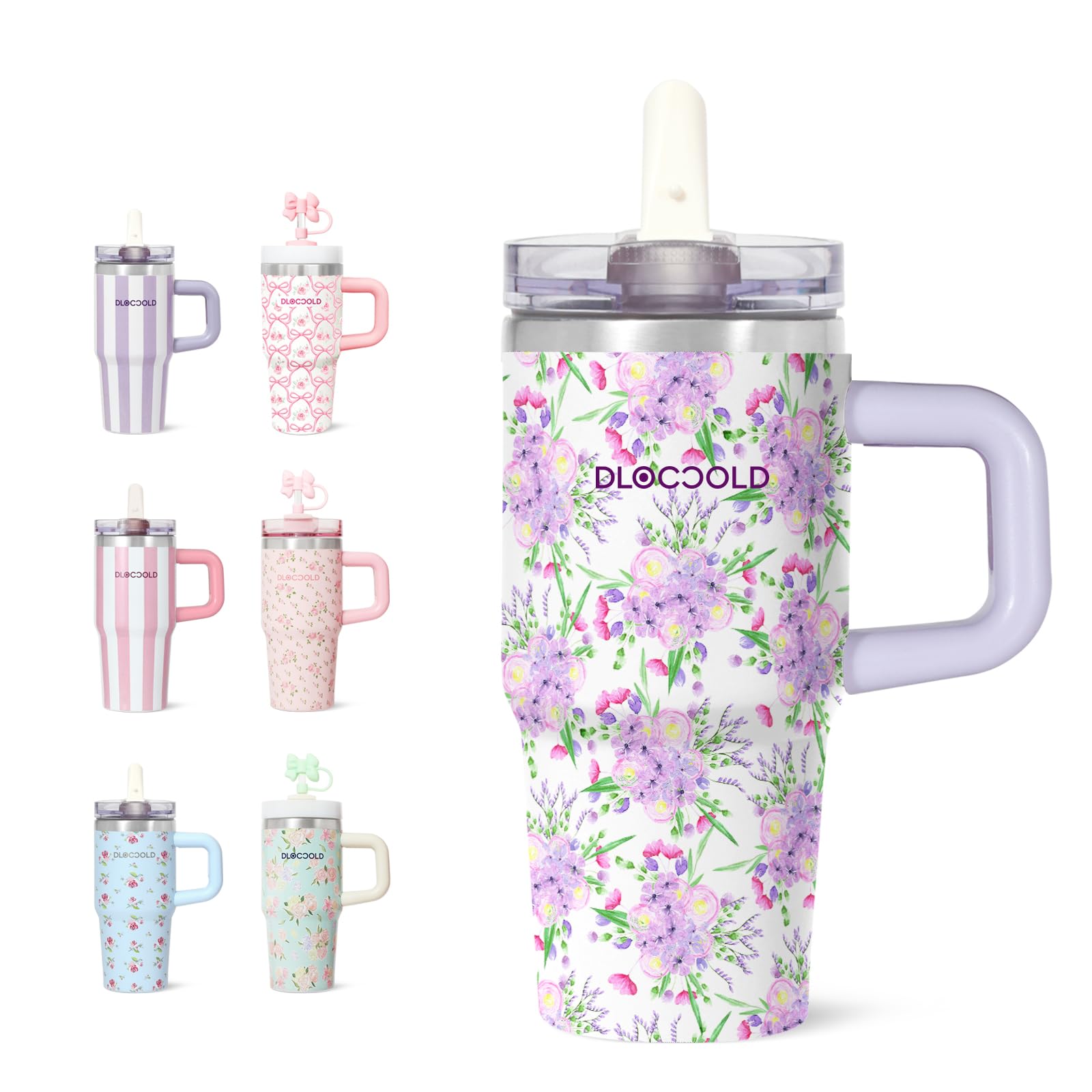 DLOCCOLD 16 oz Stainless Steel Tumbler with Lid and Straw, Double Wall Vacuum Insulated Travel Tumbler with Straw Cover Cap, Reusable Travel Coffee Mug, Cupholder Friendly, Leak Resistant