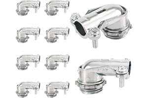 10pcs 90° Squeeze Connectors, Premium Zinc Alloy 90-Degree Metal Conduit Elbow Cable Fitting for AC/MC/Flexible Metal Conduit