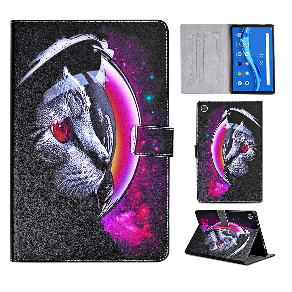Succtopy Case for Lenovo Tab M10 FHD Plus 10.3 2020, PU Leather Folio Flip Standing Tablet Lenovo M10 Plus Case, Magnetic Lightweight Smart Cover Lenovo Tab M10 Plus TB-X606F/X606X,Purple Cat