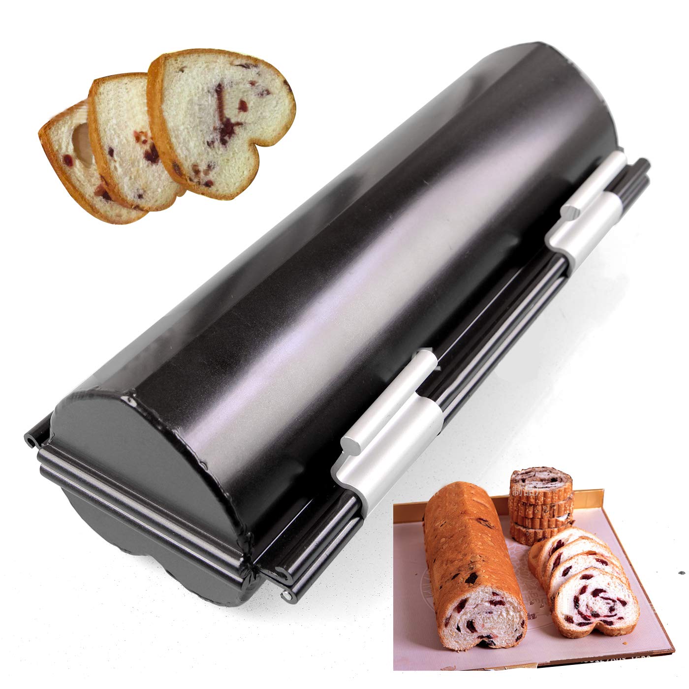 Black Non-Stick S Size Heart Shape Toast Bread Mould Open-Close Style Ripple Toast Bread Cake Mould Decorating Baking Tool โ image 1