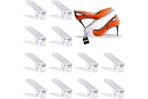 Yashong Shoe Slots Organizer, 12PCS Adjustable Double Layer Stack Shoe Rack, 50% Space-Saving Storage Rack Holder, White