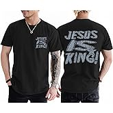 Lubpow Christian Shirts for Men Jesus is King Tshirt God Faith Inspirational Religious Sayings Tees Funny Bible Verse Tops