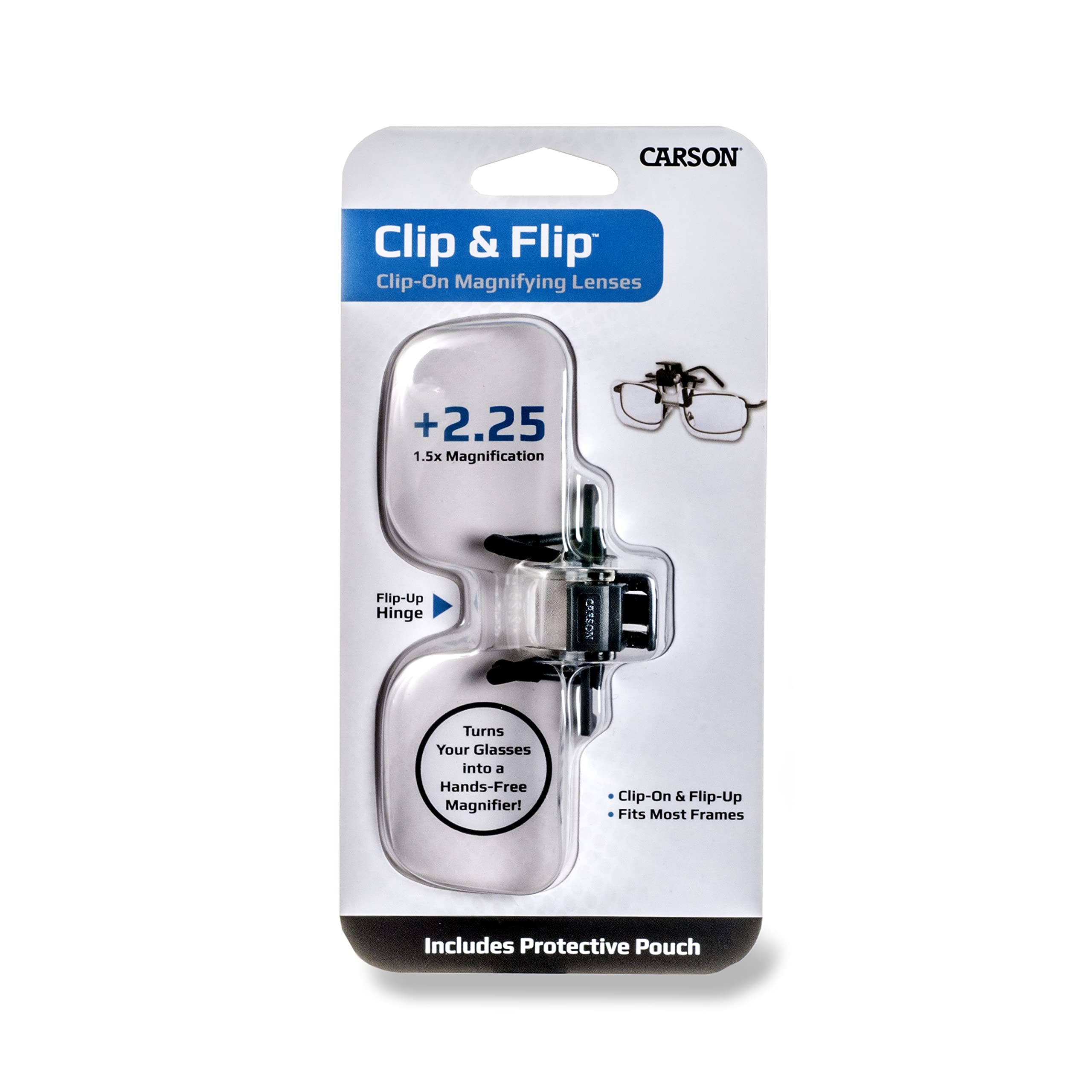 Carson Clip and Flip Hands Free (+2.25) Clip-On Magnifying Lenses