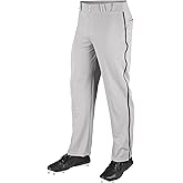 CHAMPRO MVP OB Open Bottom Baseball Pant with Contrast Color Braid Piping and Reinforced Double Knee, WHITE, ROYAL, Adult Medium, Model Number: BP41UARPM