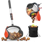 GAINO Nut Gatherer Roller with Foot Pedal, Acorn Picker Upper &amp; Bag | No-bend Walnut Picker,Adjustable Aluminum Handle &amp; Bag for 3/4"-1.5" Walnuts,Hickory,Sweet Gum Balls,Magnolia Seeds,Pecan