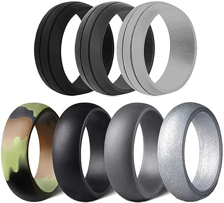 Amazon Com Ztuo Silicone Rings 3 4 5 7 10 Pack Ring Wedding Rubber Bands For Women Men 8 8 5 8 7 Mm Wide Jewelry